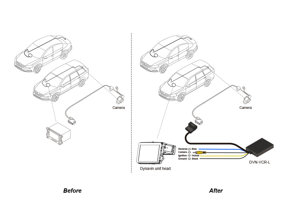 Dynavin VCR-L Factory Camera Adapter Cable for Volkswagen (without steering lock line)